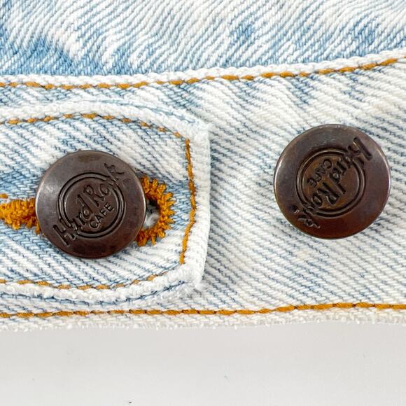 90s Hard Rock Cafe Save the Planet Washington DC acid washed denim Jean jacket - Picture 6 of 9